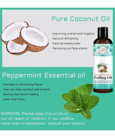 Coconut Pulling Oil - Mint Oil Pulling Mouthwash for Whiter Teeth & Healthy Gums | Natural Oral Care Alcohol-Free (8 Fl.Oz - Buy Online on GoSupps.com