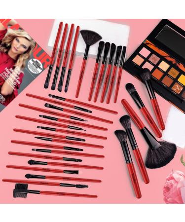 32 Pcs Professional Makeup Brushes Set - Vegan & Cruelty-Free Soft Synthetic Bristles for Eyeshadow, Foundation, Concealer, Eyelash, Blusher - Complete Make up Brush Kit - Buy Online on GoSupps.com