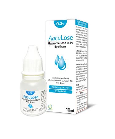 AacuLose Eye Drops to moisten Dry Eyes with 0.3% Hypromellose Eye Drops for Long Lasting Relief Lubricant for Dry Eyes (10ml Pack of 1)