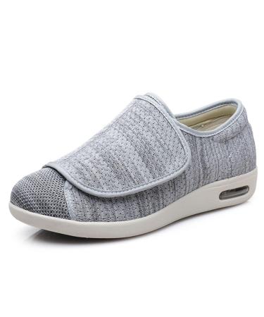 Diabetic Shoes Extra Wide Widths Walking Edema Sneakers Adjustable Diabetic Slippers Non-slip Lightweight Sandals For Edema Plantar Fasciitis Bunions Arthritis Swollen Feet ( Color : Light Grey  Siz