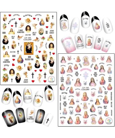 Holographic 3D Angel Nail Art Stickers - Jesus Nail Decals for Women, Girls & Manicure Decorations - Buy Online on GoSupps.com