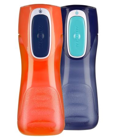 Contigo - 70660ZCN Contigo Autoseal Trekker Kids Water Bottles, 14 Oz, Navy & Nectarine, 2-Pack Navy & Nectarine 2-Pack 14oz 2 Pack