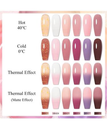 MEET ACROSS Pink Color Changing Gel Nail Polish Set - Mood Temperature Change Translucent Nude Pink Gel Polish with Foil & Crystal Accents - Buy Online on GoSupps.com