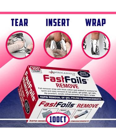 Americanails FastFoils 100 ct - Gel Polish Foil Remover Wraps with Pure Acetone - Nail Polish, Gel Nails, Acrylic & Dip Nails - All-in-One Removal Solution - Buy Online on GoSupps.com