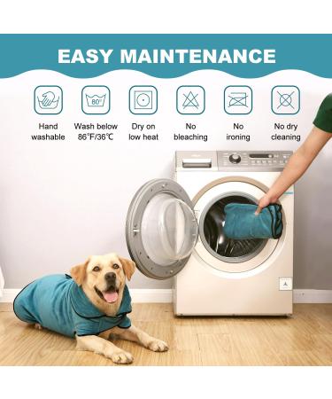 Rongyicare XXL Rapidly Drying Dog Bathrobe - Adjustable Absorbent Wademan for Large Dogs (Blue) | Perfect for Dogs 63-70cm & 34-42kg - Buy Online on GoSupps.com