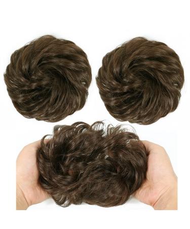 Hair Chignon Synthetic Bun Messy Bun Donut Bun Curly Bun with Elastic Rubber Band Ponytail Extensions Hair Bun for Women Messy Bun Hair Piece (Color : 4)