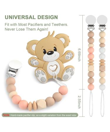 Buy Kowlone Silicone Pacifier Chain for Girls - 2-Pack (Beige & Oatmeal) | Dummy Clips & Holder for Baby Showers - Buy Online on GoSupps.com