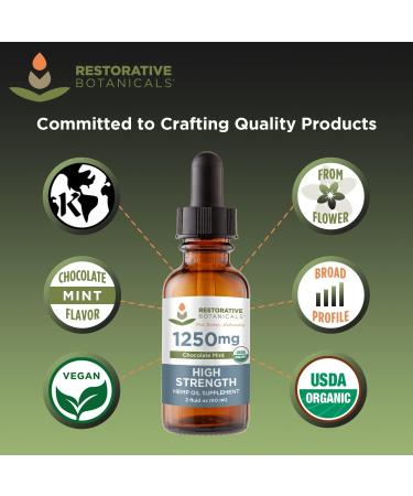 Restorative Botanicals High Strength Hemp Oil 1250mg | Chocolate Mint Flavor | 2 oz - 120 Servings - Buy Online on GoSupps.com