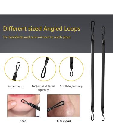 Blackhead Remover Pimple Popper Tool Kit - 19 Pcs Professional Extractor Set for Face and Nose - Stainless Steel Comedone and Whitehead Extractor with Metal Case (Black) - Buy Online on GoSupps.com