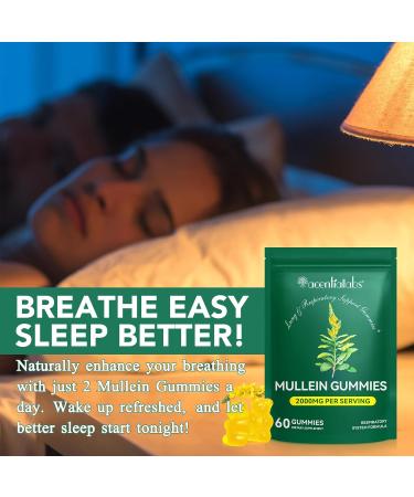 Mullein Gummies for Lungs & Sinus Relief 2000mg Mullein Leaf Extract Natural Lung Cleanse Supplement for Smokers Supports Respiratory Immune & Mucus Relief 60 Chewable Gummies - Buy Online on GoSupps.com