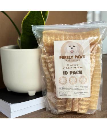 Purely Paws All-Natural Beef Trachea - Safe Digestible Dog Chews - Single Ingredient Trachea Chew - Rawhide Free - (6 Inch - 10 Pack) 6" (10 Pack) - Buy Online on GoSupps.com
