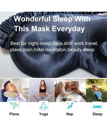 Mulberry Silk Eye Mask for Lash Extensions - Adjustable 3D Sleep Mask Organic 22 Momme Navy Blue - Perfect for Travel & Eyelash Protection - Buy Online on GoSupps.com