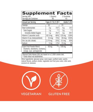 Nature's Way Immune Power Triple Action Gummies: Vitamins C & D, Zinc, Strawberry-Orange Flavored - Buy Online on GoSupps.com