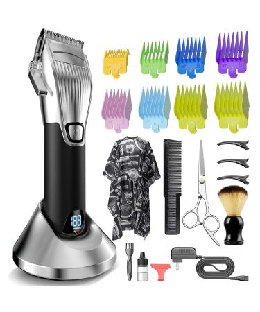Hair Clippers for Men Professional, Cordless Hair Clippers with 8 Color Guide Combs, Electric Clippers for Hair Cutting Grooming Kit Home Barbers Clipper Set, Rechargeable, LED Display