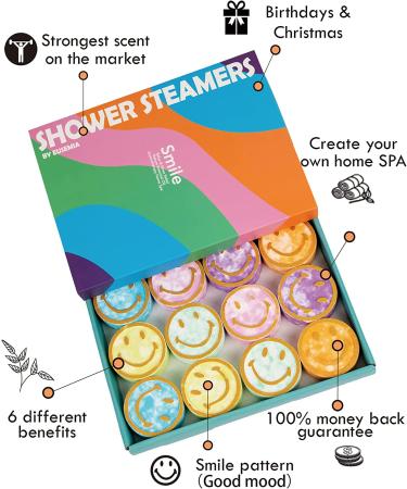EUSEMIA Shower Steamers Gift Set - 6 Scented Mix, 12 Pcs Essential Oil Shower Bombs for Stress Relief - Aromatherapy Bath Tablets for Men and Women - Buy Online on GoSupps.com