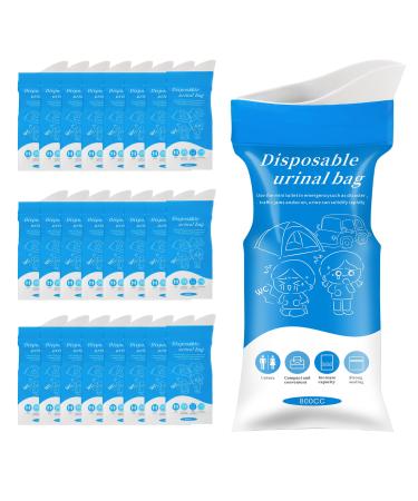 Disposable Urine Bags, 24 Pack Camping Pee Bags, Disposable Urinal Bag, Travel Urinal Bag, Toilet Traffic Jam Emergency Portable Toilet for Men Women Kids Patient (Blue-24pack)