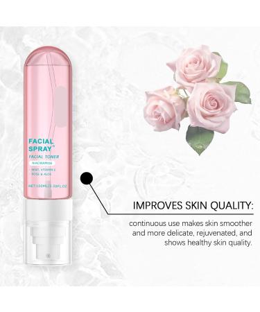 Niacinamide Toner Spray With Rose & Aloe Extract - Locks Moisture Relieves Dryness Brightens Skin Keeps Hydrated Smooth All Day(3PCS) - Buy Online on GoSupps.com