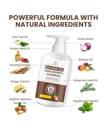 Batana Oil Hair Growth Shampoo - Natural Solution for Thinning Hair | Daily Hair Care for Women & Men - 10.1 fl. oz - Buy Online on GoSupps.com