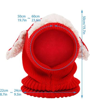 Baby Balaclava Kids Winter Hat Scarf with Double Pom Pom Design - E-Red - Buy Online on GoSupps.com