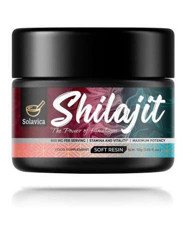 Solavica Shilajit 600mg Himalayan Shilajit Resin - Maximum Potency Pure Shilajit Resin with Fulvic Acid & 85+ Minerals Supports Stamina and Vitality 30 g (Pack of 1)