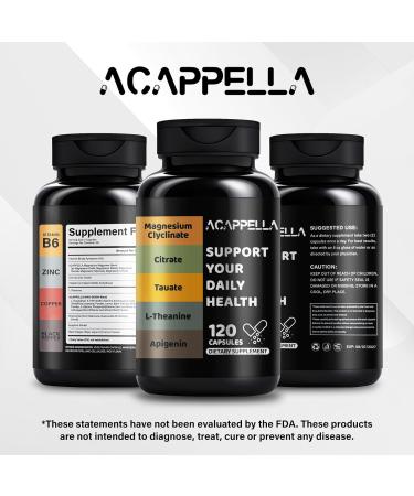 ACAPPELLA Magnesium Glycinate with Magnesium Citrate Capsules l theanine Supplement apigenin Capsules - apigenin Supplement l-theanine - 120 Count - Buy Online on GoSupps.com