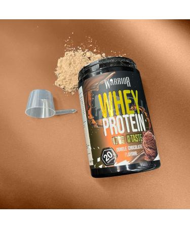 Warrior Whey Protein Powder 36g Protein Shake | Low Sugar & Carbs | GMP Certified | Double Chocolate 500g - Buy Online on GoSupps.com
