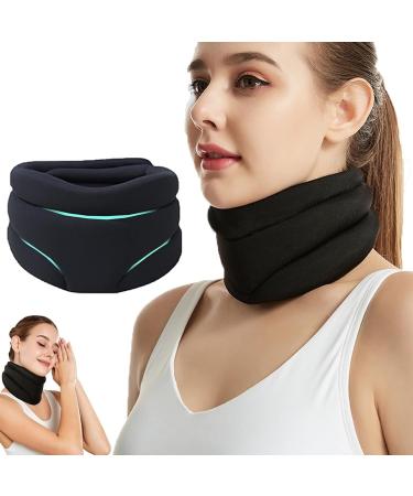 Soft Foam Cervical Collar Neck Support Brace Neck Brace for Snoring Neck Brace for Neck Pain and Support Soft Foam Neck Brace Pillow Universal for Sleeping (Black) yl-105023(Color:Black)
