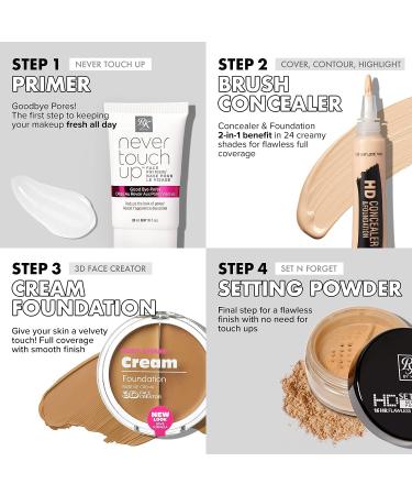 Ruby Kisses Cream Foundation 3D Face Creator - 2-Color Foundation & Concealer | Long Lasting, 12 Hour Wear, Medium to Full Coverage (Level 15) - Buy Online on GoSupps.com