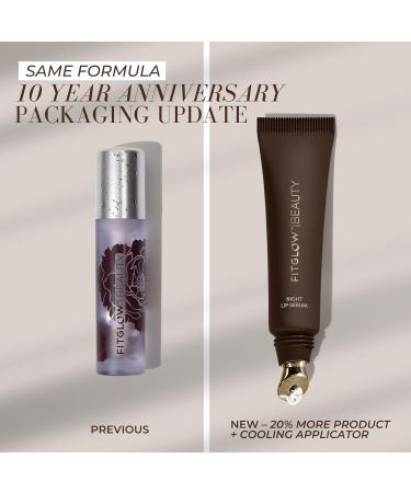 Fitglow Beauty | Night Lip Serum 10 Year Anniversary | Lip Sleeping Mask | Plant-Powered Natural Overnight Lip Mask Treatment | Hydrating Moisturizer for Dry Cracked Chapped Lips | 1 (12g) Tube Clear Single Anniversary Edi  - Buy Online on GoSupps.com
