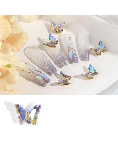 FEIlei 5 Nail Art Charms Glass Nail Rhinestones Alloy Butterfly-Nail Crystals Diamonds - Buy Online on GoSupps.com