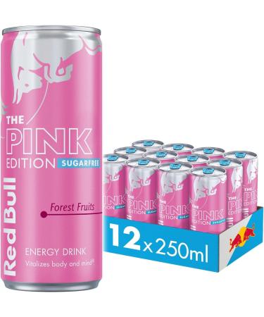 Red Bull Energy Drink Sugar Free Pink Edition Forest - Fruits - 250 ml Pack Of 12