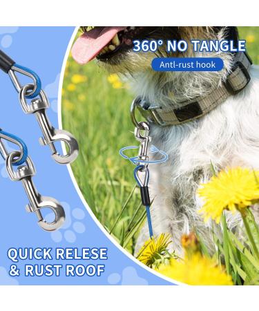 Dog Tie Out Cable and Stake 30FT Dog Runner Cable with Dog Yard Stake Long Dog Chains for Outside with Spring Dog Lead Take with Long Yard Leash Tie Out Tether for Medium Large Dogs Camping - Buy Online on GoSupps.com