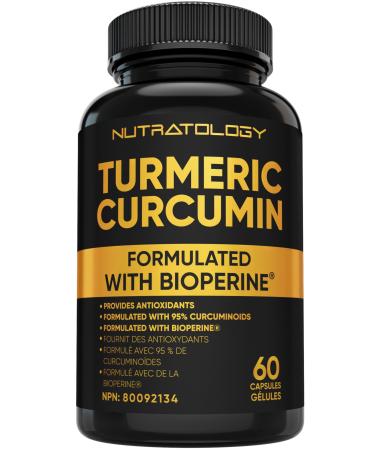 Organic Turmeric Curcumin With Bioperine (Black Pepper) - Anti Inflammatory Joint Support With 95% Curcuminoids For Max Effectiveness & Absorption - Antioxidant Supplement For Heart Health 60 Capsules 60 count (Pack of 1)