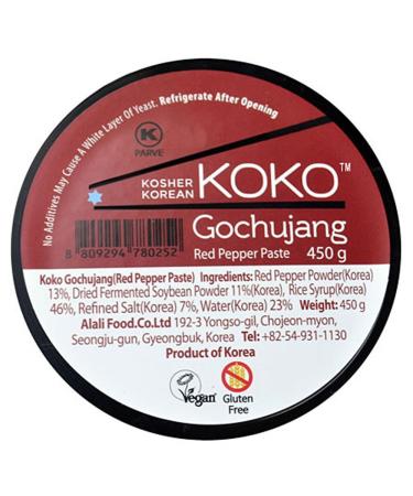Koko Gochujang Fermented Hot Pepper Paste 15.8oz - Certified Kosher Gluten-free Korean Natural Paste - 15.87oz (450g) - Buy Online on GoSupps.com