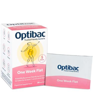 Optibac Probiotics One Week Flat - Vegan Digestive Probiotic Supplement Suitable for Bloating with 5 Billion Bacterial Cultures - 4 Week Supply - 28 Powder sachets 28 Count (Pack of 1)