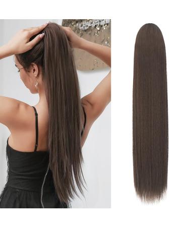 Sofeiyan ponytail hair extension hair extension with cord strain 70cm long straight braid horse tail natural soft hair extension synthetic ponytail extension for women medium brown 70cm medium brown