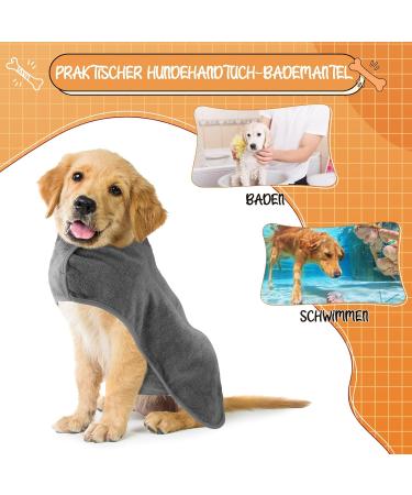Jostift Microfiber Dog Bathrobe - Absorbent Bathing Towel for All Dog Sizes | Adjustable Straps for Comfort - Gray Medium - Buy Online on GoSupps.com