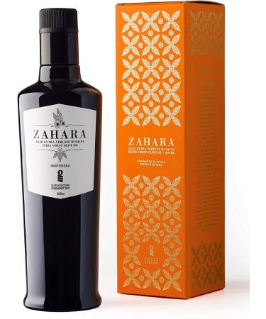 Zahara Extra Virgin Olive Oil from Italy | Sicilian Pure EVOO | Premium 2021 Early Harvest Cold Pressed Polyphenol Rich | Multiple Award Winner from Oleificio Guccione | 16.9 fl oz (500ml) Bottle With Beautiful Gift Box