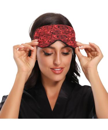 Premium Rose Flower Pattern Sleep Mask - Adjustable Light Blocking Eye Cover for Men & Women | Travel & Nap Essentials - Buy Online on GoSupps.com