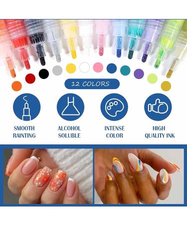 U-Shinein 12 Colors Nail Art Pens - Waterproof Nail Art DIY Painting Pen Kit - Quick Dry & Easy to Use - Nail Point Liner for Drawing Graffiti & Doting Flower Designs - 1.00 ml (Pack of 1) - Buy Online on GoSupps.com