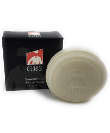 GBS Men's Sandalwood Shaving Soap 97% All Natural Enriched With Shea Butter and Glycerin, Creates Rich Lather Form, 3 Oz Pack of 1(1 Sandalwood Round Shaving Soap)