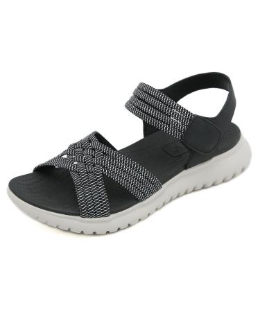 Meik Mangni Women Sandals Summer Hiking Sandals Leisure Plateau slip-resistant sandals sports sandals hiking shoes for sports beach 35-42 EU 39 EU style a black