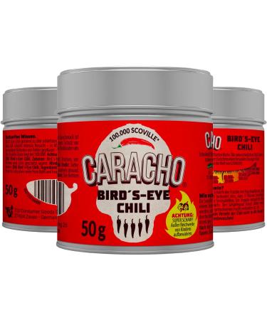CARACHO Bird Eye Chilli Flakes 50g - 3 Pack - 100% Extremely Spicy - Chilli Powder in Metal Spice Tin / Scoville: 100 000-200 000 - Buy Online on GoSupps.com