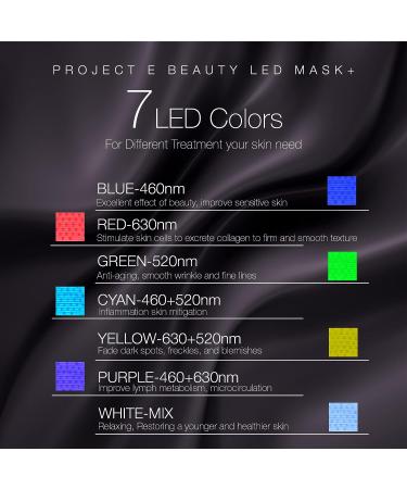 Project E Beauty LED Light Therapy Mask - Wireless Photon Skin Rejuvenation | 7 Color Treatment for Anti-Aging, Acne, and Wrinkles | Face & Neck Skincare Mask - Buy Online on GoSupps.com