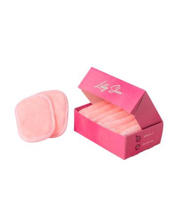Washable and reusable make-up removal pads from Lilly Skin-rectangular microfiber cleaning and peeling towels for the facial skin-box with 7 pads-powder pink - Buy Online on GoSupps.com