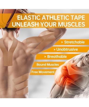 Dimora Kinesiology Tape - 4 Rolls Elastic Cotton Sports Tape 80 Precut Strips Medical Grade Muscle Pain Relief & Joint Support - Beige International Shipping Available - Buy Online on GoSupps.com