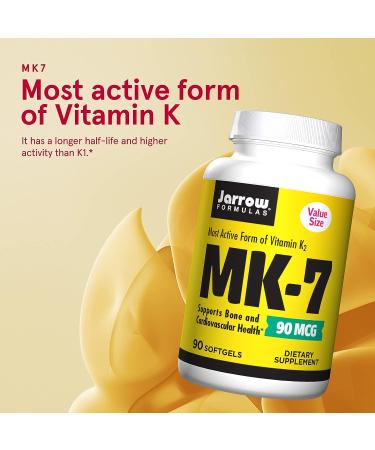 Jarrow Formulas MK-7 90 mcg - Bone & Heart Health Supplement - 90 Servings - Buy Online on GoSupps.com