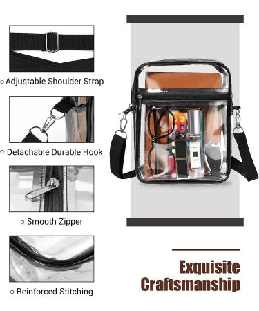 MoKo Clear Stadium Approved Crossbody Bag - Adjustable Strap Shoulder Purse for Events, Black - Buy Online on GoSupps.com