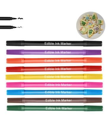 GNCLOUD Food Coloring Pens Edible Markers 10Pcs Fine and Thick Tip Food Grade Gourmet Writers for DIY Fondant Cakes Cookies Frosting Easter Eggs Baking Decorating 10 Count (Pack of 1)