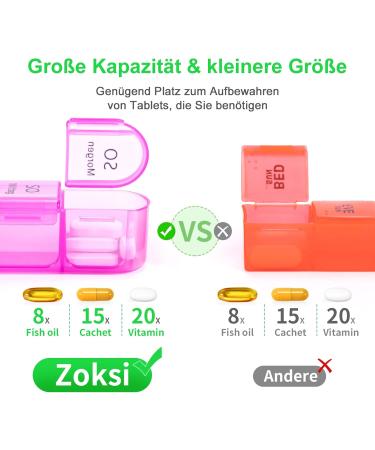 Zoksi 7-Day Pill Organizer - Large Portable Medication Box with 4 Compartments Removable Design Olive Green - Perfect for Daily Tablet Storage - Buy Online on GoSupps.com
